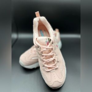 Skechers D'Lites Shoes Womens 8.5 Pink Floral Bright Blossoms Flowers Rose